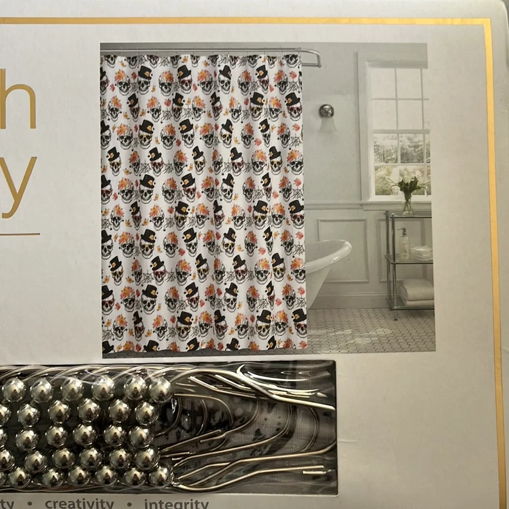 Deborah Connolly home shower curtain Halloween themed 71 in x 72 in